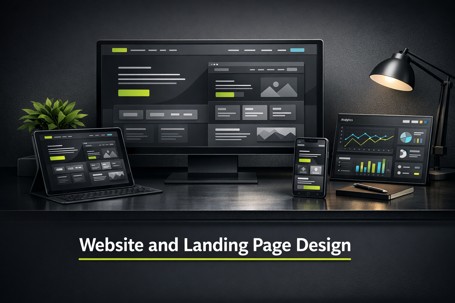 Responsive website and landing page design mockup
